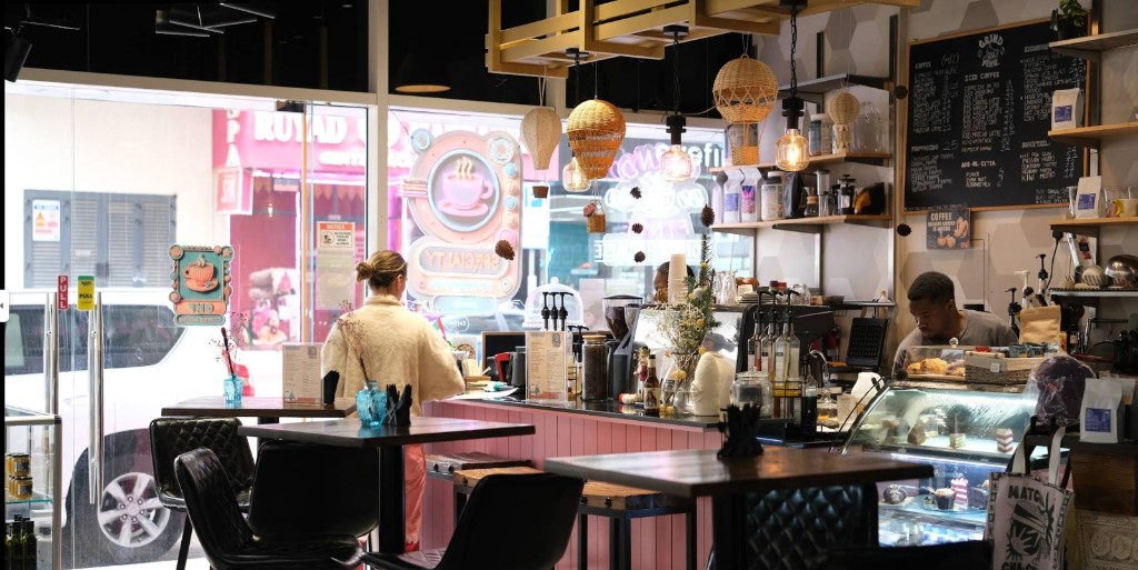 Indoor cafe seating with relaxed ambiance